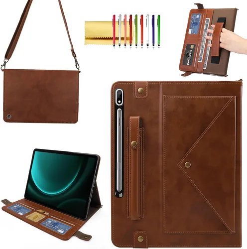Vista 13 de Bolso Funda para Samsung Galaxy Tab S10 FE/S9 FE 10.9"/S9/S8/S7 11", Techcircle Folio con Soporte Cruzado, Billetera con Ranura para Lápiz S Pen