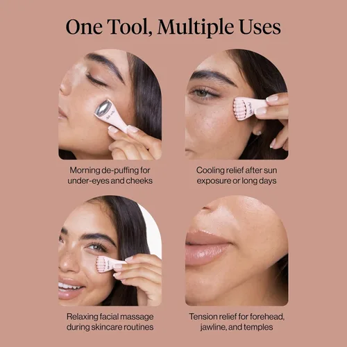 Vista 6 de Kitsch Mini rodillo facial y rodillo facial de hielo para el cuidado de la piel, rodillos faciales de acero inoxidable para reducir la hinchazón