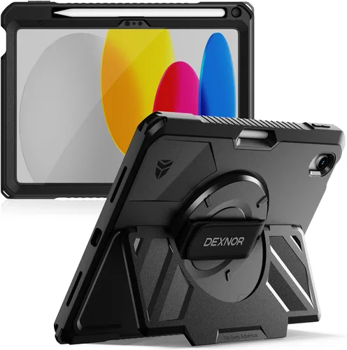Vista 12 de Dexnor Funda para iPad mini 7 (A17 Pro) 2024/mini 6 2021 de 8.3 pulgadas, funda protectora resistente con correa de mano giratoria de 360° y soporte