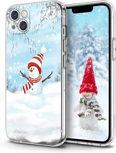 Vista 15 de Newseego Funda de Navidad para iPhone 13, Serie Linda a Prueba de Golpes Anti-Amarillo PC Duro + Parachoques TPU Cubierta Protectora para Mujeres