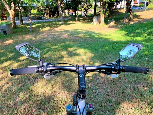 Vista 6 de Nueva lente de vidrio resistente a los arañazos, espejo de bicicleta para manillar, espejo retrovisor seguro giratorio, espejo de bicicleta, ME-010