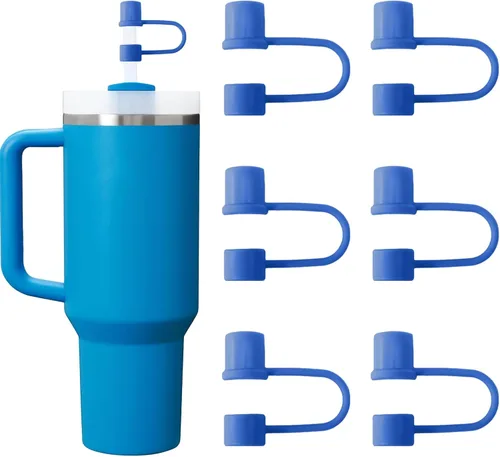 Vista 10 de 6 piezas de cubiertas de pajita de silicona con tapa compatible con vaso Stanley de 30-40 oz con mango, tapa de 10 mm, cubiertas de pajita a prueba