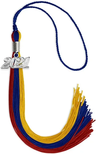 Vista 43 de Endea Graduation Borla de triple color con gota de fecha plateada (negro/dorado/granate, 2020)