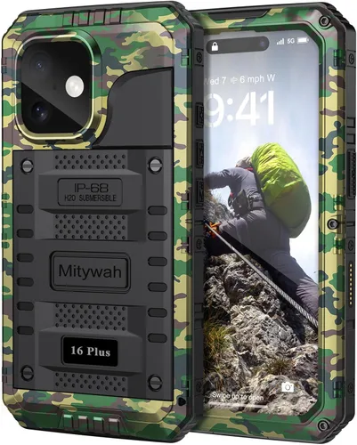 Vista 55 de Mitywah Funda impermeable para iPhone 7/iPhone 8 / iPhone SE 2020, funda de metal resistente de grado militar, protección de cuerpo completo