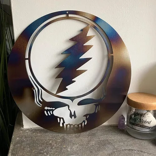 Vista 5 de Decoración creativa de metal con forma de roba tu cara, arte de hierro fundido, adorno para Halloween, hogar, jardín, oficina, dormitorio, estatua