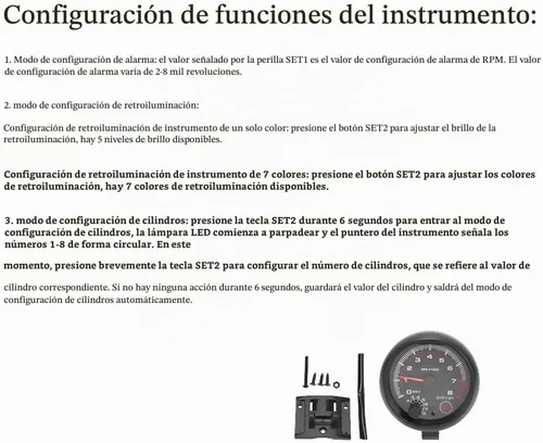 Vista 4 de 3.75 pulgadas de coche universal negro tacómetro blanco luz de cambio entre 0-8000 RPM, solo para vehículos de gasolina de 12 V