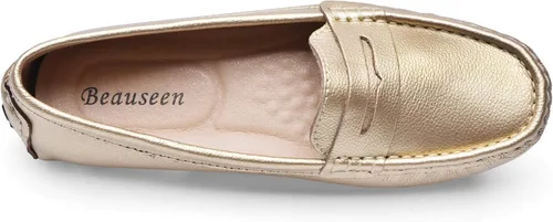 Vista 5 de BEAUSEEN - Mocasines de cuero para mujer, mocasines cómodos para conducir