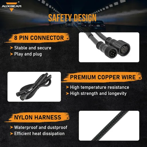 Vista 3 de Auxbeam Arnés de cableado de extensión para panel de interruptores de 6 vías BC60, GC60, línea de cable extendida del controlador de interruptores
