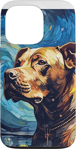 Vista 10 de Funda para iPhone 16 Pitbull Starry Night para perro, mamá, perro, papá