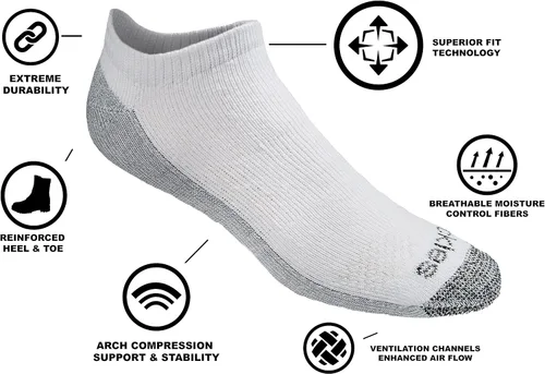 Vista 5 de Dickies Men's Dri-tech Moisture Control No Show Socks (6 & 12 Pairs)
