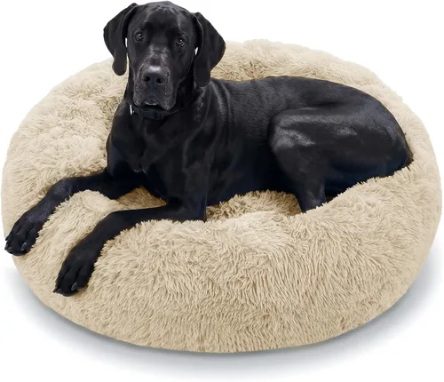 Vista 12 de JOLLYVOGUE - Cama para perros y gatos, cama relajante y antiestrés para mascotas y perros pequeños, cojín esponjoso en forma de dona para mascotas