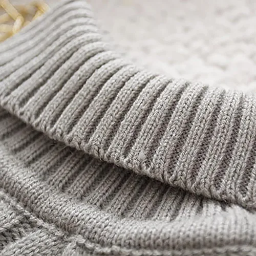 Vista 6 de Suéter de punto para niños y niñas, color sólido, cuello alto, elástico, para otoño e invierno, para 0 a 7 años