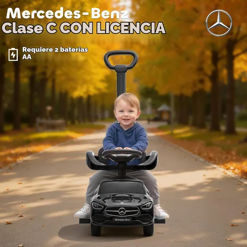Vista 4 de Qaba Mercedes-Benz Clase C - Coche de empuje 2 en 1 con licencia 18-36 M Negro