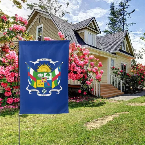 Vista 5 de Coat of arms of the Central African Republic Garden Flag 12.5"x18" Inch Double Sided Garden Flags Home Lawn Outdoor Decor Flags Party Banner Welcome
