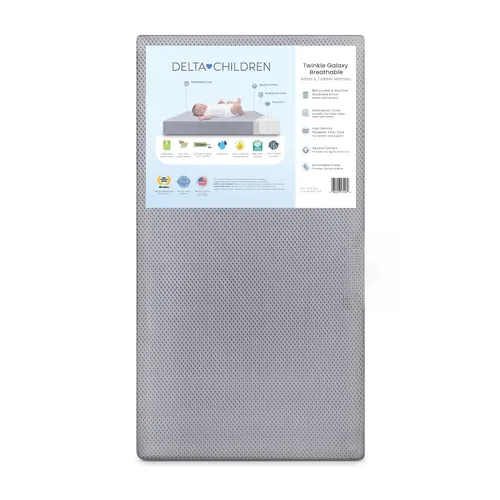Vista 9 de Delta Children Twinkle Galaxy - Colchón para cuna y para niños pequeños de doble cara - Núcleo de fibra de origen sostenible premium - Impermeable