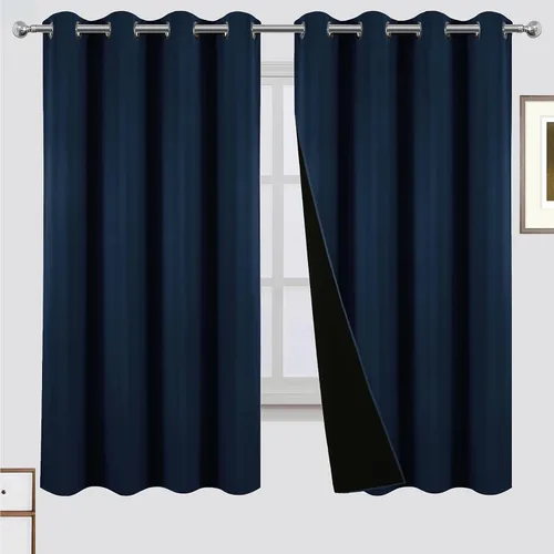 Vista 49 de LEMOMO Cortinas 100% opacas de 38 x 54 pulgadas, 2 paneles de oscurecimiento con aislamiento térmico para dormitorio