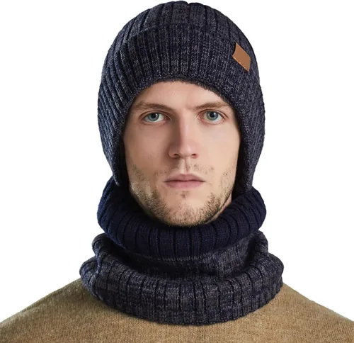 Vista 6 de Gorro cálido, bufanda de punto, suave y grueso, gorro de punto ajustable y elástico