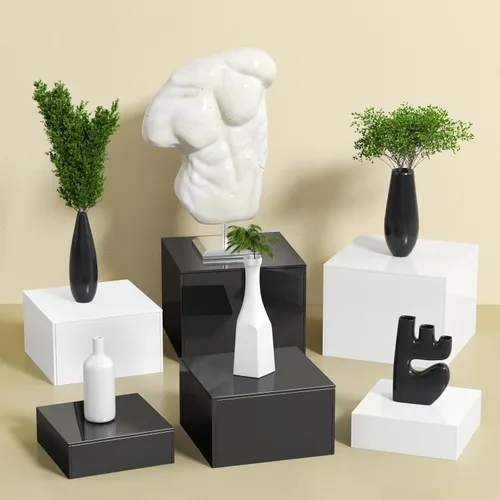 Vista 6 de HIIMIEI Elevadores de buffet, elevadores de alimentos para mesa de bufé, estante de exhibición para catering, postres coleccionables, figuras