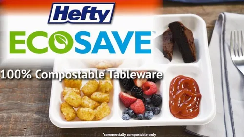 Vista 7 de Hefty EcoSave - Platos desechables con compartimentos, hechos de materiales a base de plantas, platos de papel resistentes, 10 ¼ pulgadas, 16