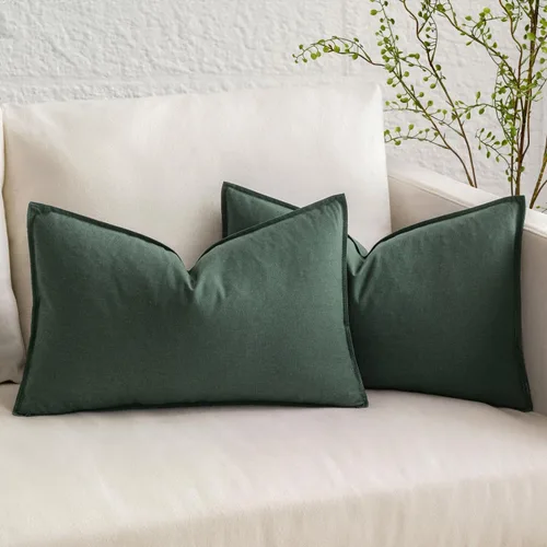 Vista 8 de MIULEE - Paquete de 2 fundas de cojín decorativas de lino, estilo bohemio y moderno, suaves, acento euro, para cama, neutral, fundas de cojín