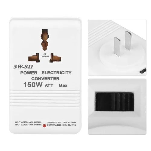 Vista 3 de Transformador convertidor de voltaje de 150 W, elevador hacia arriba, 220 V a 110 V, 110 V a 220 V, enchufe CN para adaptador de corriente de viaje