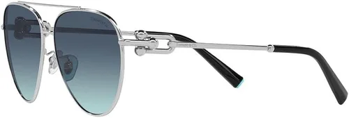 Vista 3 de Tiffany & Co. Gafas de sol para mujer, montura plateada, lentes azul degradado azul, 2.323 in