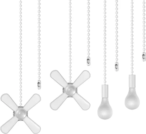 Vista 6 de Cadena de tracción de ventilador de techo de 12 pulgadas con bombilla decorativa esmerilada de 0.12 pulgadas y cadenas extensoras de cable