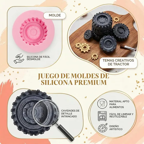 Vista 5 de Molde redondo para fondant para neumáticos, moldes de silicona