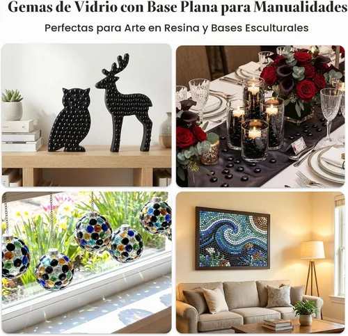 Vista 6 de FUTUREPLUSX Canicas de vidrio plano negro de 1 libra, relleno de jarrón de guijarros de vidrio, cuentas oscuras, pecera, gema decorativa para mesa