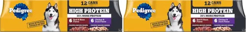 Vista 16 de Pedigree Alimento húmedo suave para perros adultos con alto contenido de proteínas, sabor a carne de res y bisonte, latas de 13.2 onzas, 12