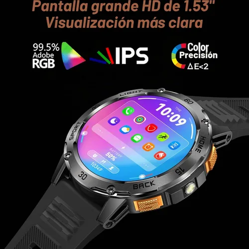 Vista 2 de Nueva brújula para exteriores 2026 con llamadas Bluetooth y monitoreo de salud, más de 100 modos de ejercicio, reproducción de música, asistente