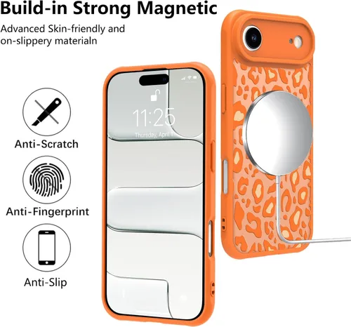 Vista 13 de KANGHAR - Funda compatible con iPhone 11, diseño de leopardo negro, textura de neumático antideslizante, a prueba de golpes, funda protectora