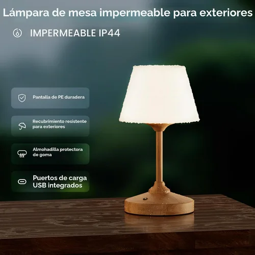 Vista 4 de Dawnwake Lámpara de Mesa Inalámbrica, Lámpara de Ducha Impermeable para Exteriores, Batería Recargable de 5000mAh Operada por Batería, Lámparas