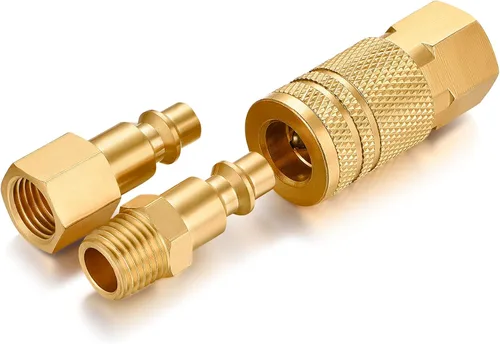Vista 3 de Kit de acoplador de aire y enchufe, accesorios de aire de conector rápido, accesorio de manguera de aire industrial NPT de 1/4 de pulgada (8 piezas)
