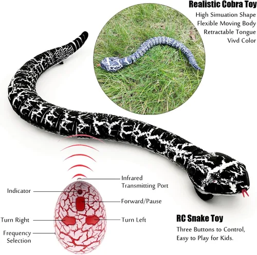 Vista 2 de Tipmant Juguete de animal a control remoto realista de serpiente a control remoto para gatear, eléctrico electrónico, funciona con pilas, honrado