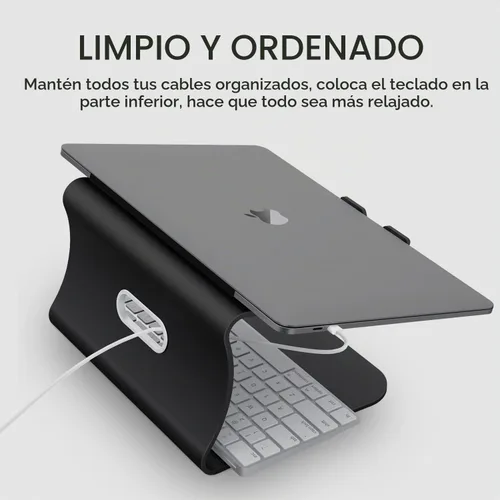 Vista 3 de Soporte para portátil de aluminio con ventilación térmica para MacBook Air/Pro, Dell, HP, Lenovo, Microsoft Surface, Samsung de 11 a 16 pulgadas