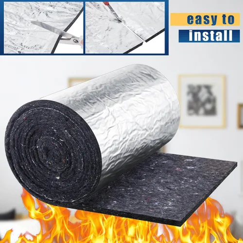 Vista 4 de Preboun 2 rollos de aislamiento de conducto con papel de aluminio, envoltura de conducto de algodón natural, manta de aislamiento de algodón