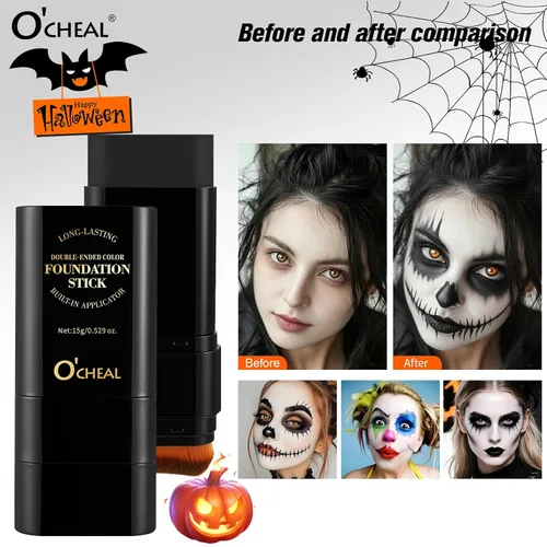 Vista 4 de O'CHEAL Pintura facial y corporal en barra, maquillaje de disfraz de 02# blanco