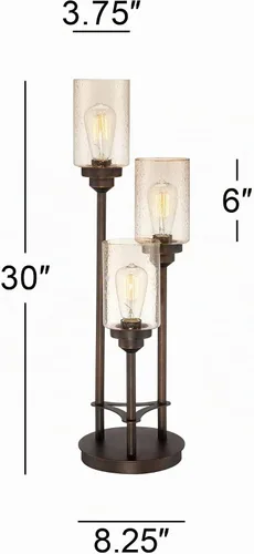 Vista 4 de Libby - Lámpara de mesa grande de 30 pulgadas, bombilla Edison, LED, bronce