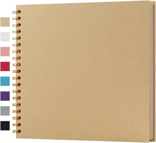Vista 32 de potricher Álbum de Recortes DIY de 7 x 7 Pulgadas, 40 Páginas, Tapa Dura, Papel Kraft, Álbumes de Fotos para Recortes, Libro de Recuerdos para Bodas