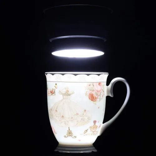 Vista 4 de Taza de té y tapa y cuchara Set Royal Fine Bone China Taza de café 11.2 fl oz Azul claro