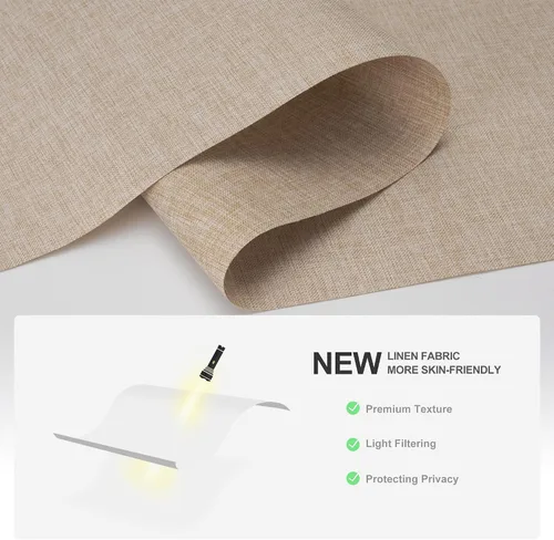 Vista 3 de Boolegon Persianas enrollables con filtro de luz para ventanas de interior, sin cordón, tela de lino, aislamiento térmico, protección UV