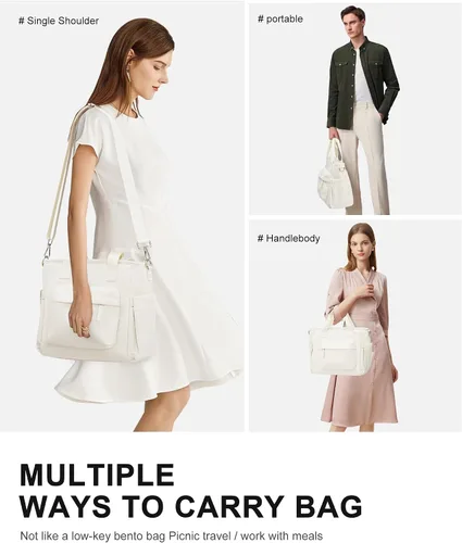 Vista 5 de Bolsa de almuerzo para mujer, caja de almuerzo grande para adultos para mujeres y hombres, bolsa de almuerzo aislada con bandolera para trabajo