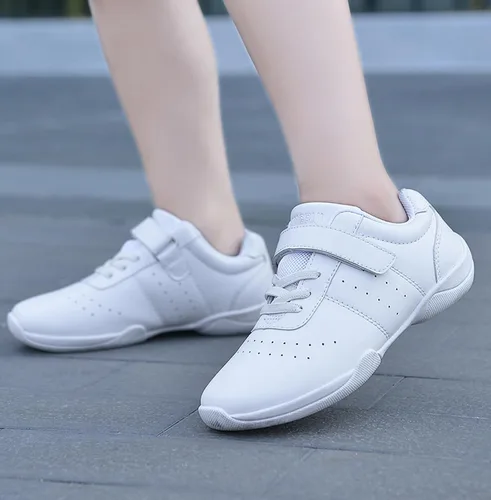 Vista 6 de Zapatos de animación blancos para niños y niñas, para competición, atletismo, caminar, tenis, deporte, con gancho y bucle, zapatillas