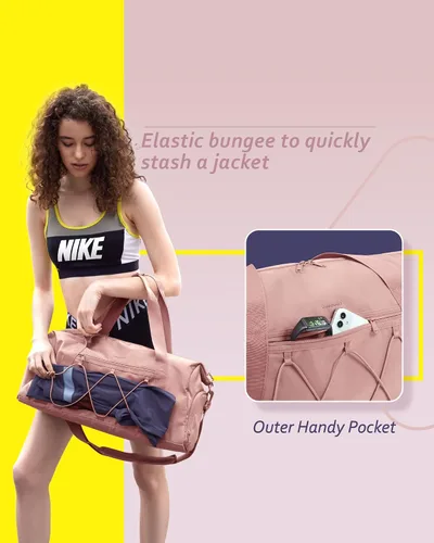 Vista 2 de BAGSMART Bolsa de gimnasio pequeña con compartimento para zapatos y bolsillo húmedo, bolsa de viaje deportiva ligera, para llevar el fin de semana