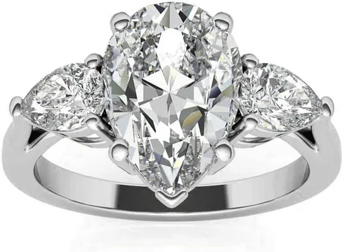 Vista 19 de WSX - Anillo de compromiso de oro de 10/14/18 quilates de 2 quilates para mujer, diseño de lágrima personalizada, moissanita, promesa de boda