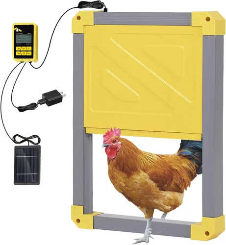 Vista 7 de GUTINNEEN Puerta automática de gallinero con energía solar, abridor de puerta de pollo automático para Chicken House Duck Run (negro)
