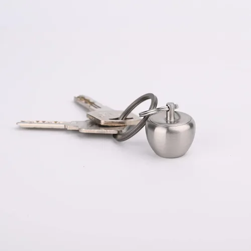 Vista 6 de HN02 Llavero de acero inoxidable, diseño colgante de manzana, contenedor portátil impermeable para bolso o bolsillo o collar, mini pastillero EDC