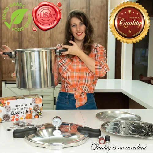 Vista 6 de Supa Ant Olla a Presión para Conservas de 23 Cuartos con Kit de Suministros para Principiantes - Olla a Presión para Conservas con Manómetro - Olla