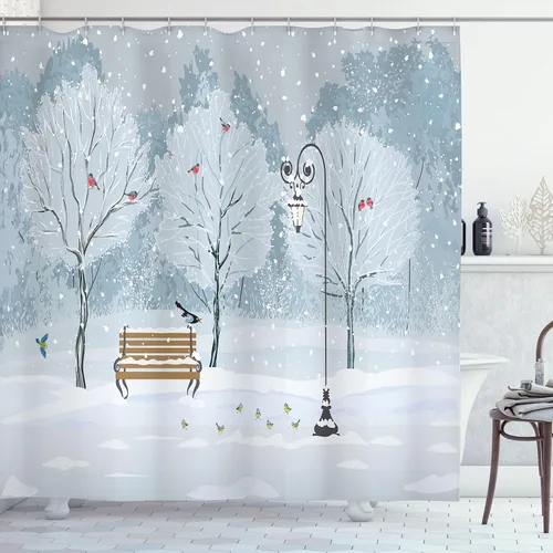 Vista 26 de Creative Bath cortina de regadera en tela impermeable con pintura en estéreo, de 72 x 72 pulgadas Verde Blanco Marrón